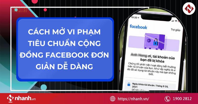 Hình ảnh minh họa tài khoản Facebook bị khóa vĩnh viễn và thông báo từ Facebook, cảnh báo về việc vi phạm quy định
